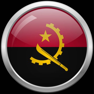 Angola bayrağı düğmesini vektör çizim cam