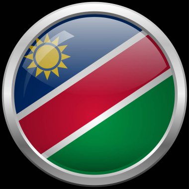Namibya bayrak düğmesini vektör çizim cam