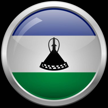 Lesotho'nın bayrak düğmesini vektör çizim cam