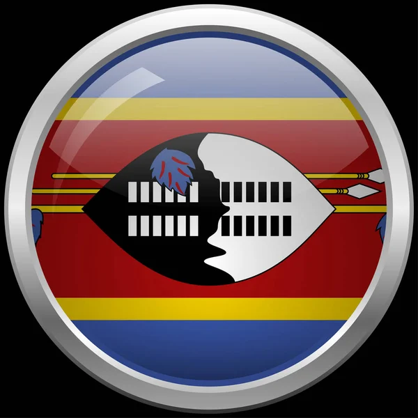 Bandera Suazilandia Botón Vidrio Vector Ilustración — Vector de stock