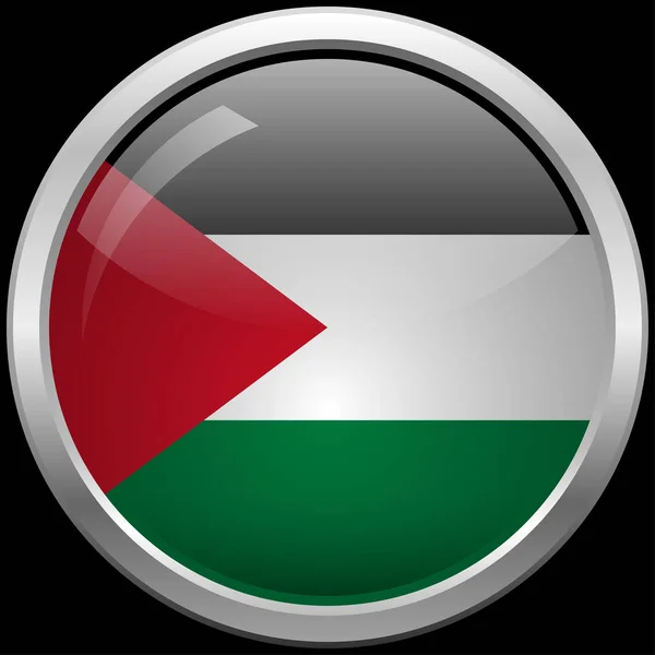 Palestina Bandeira Vidro Botão Vetor Ilustração — Vetor de Stock