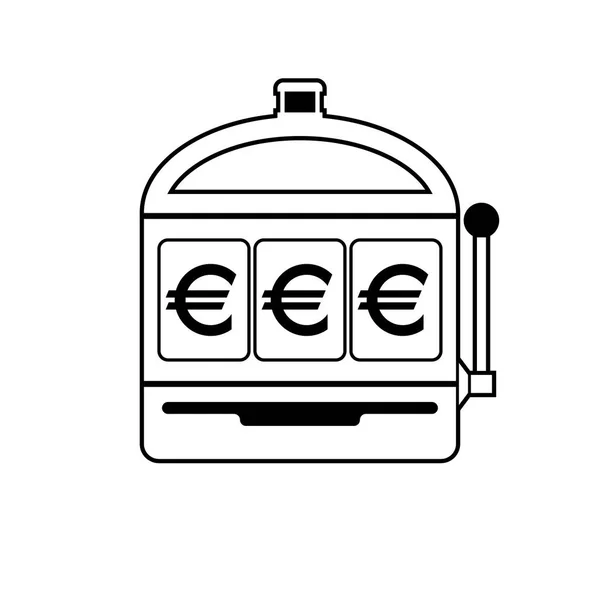 Euro Slot Machine Icon Black White Vector Illustration — Stock Vector