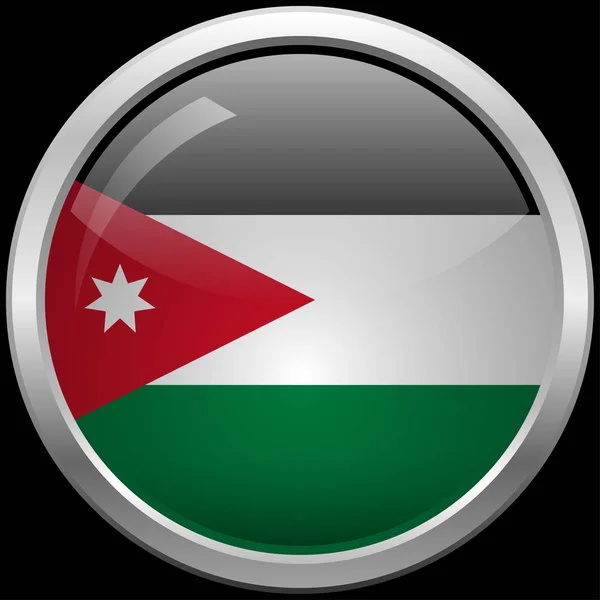 Jordânia Bandeira Vidro Botão Vetor Ilustração — Vetor de Stock