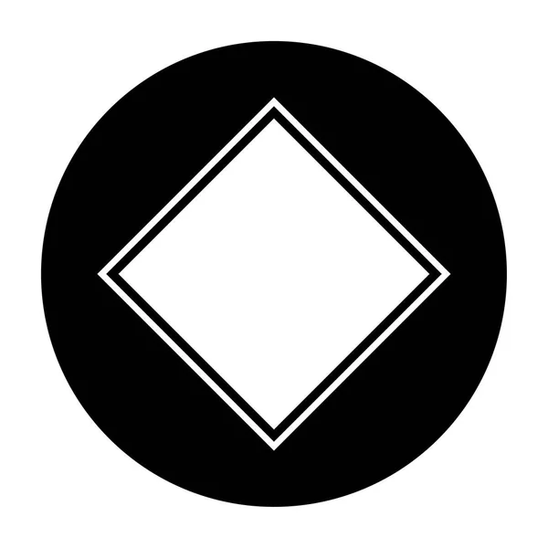 Diamant Symbol Schwarz Weiß Vektorillustration — Stockvektor