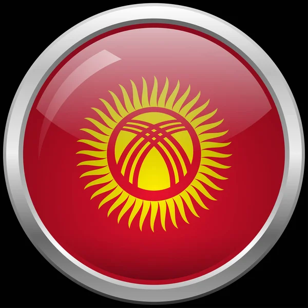 Kirgizistan Flagga Glas Knappen Vektorillustration — Stock vektor