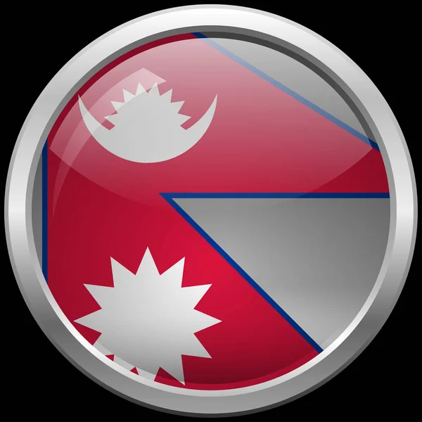 ネパールの旗ガラス ボタン ベクトル図 — ストックベクタ