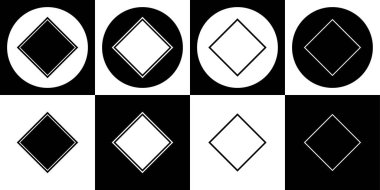 Siyah ve Beyaz elmas sembol simge seti