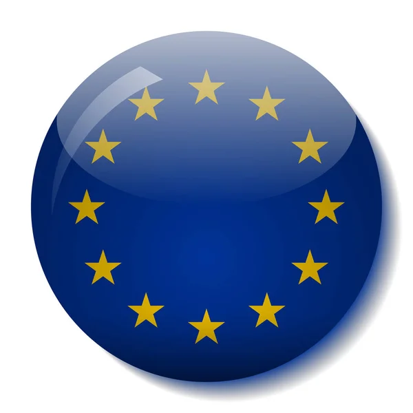 Vlajka Evropské Unie Sklo Tlačítko Vektorové Ilustrace — Stockový vektor