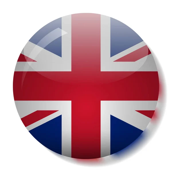 Bandera Del Reino Unido Botón Vidrio Vector Ilustración — Vector de stock