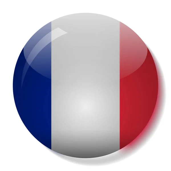 Σημαία Της Γαλλίας Γυαλί Κουμπί Εικονογράφηση Διάνυσμα — Διανυσματικό Αρχείο