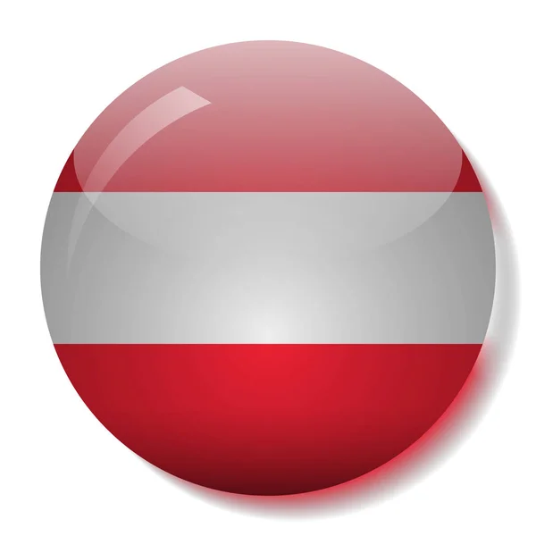オーストリアの国旗ガラス ボタン ベクトル図 — ストックベクタ