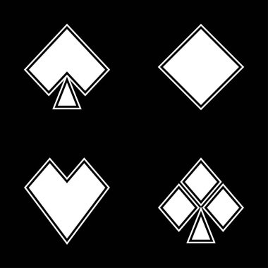 Siyah ve beyaz iskambil takım elbise Icon set