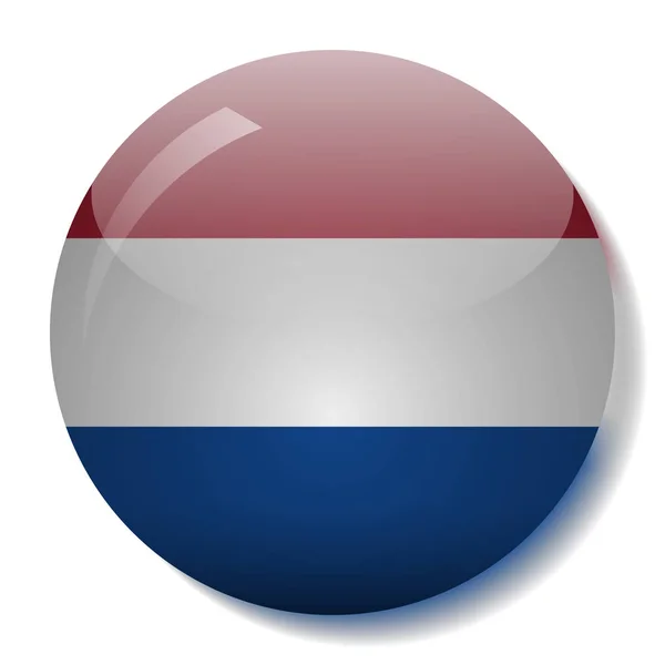 Dutch Flag Glass Button Vector Illustration — Stock Vector