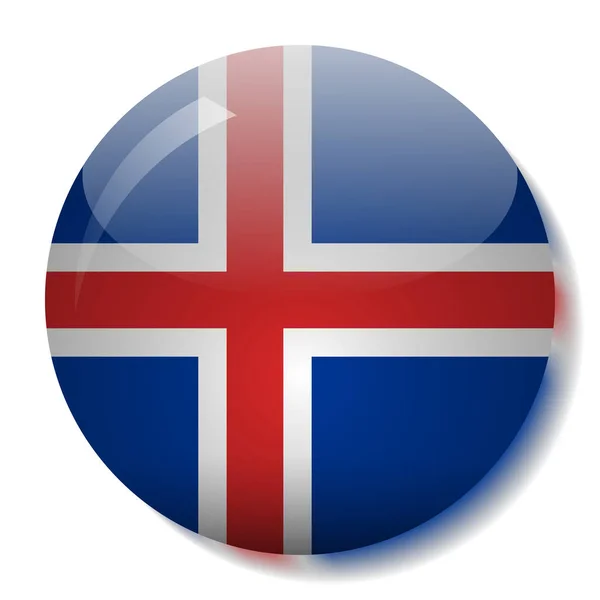 Ilustración Vector Botón Vidrio Bandera Islandia — Archivo Imágenes Vectoriales