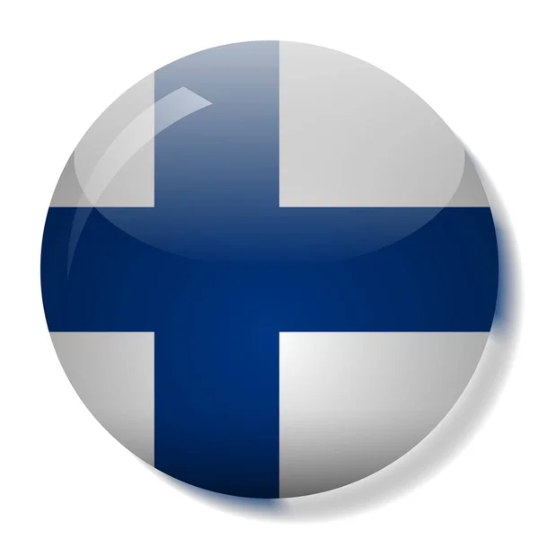 Finlands Flagga Glas Knappen Vektorillustration — Stock vektor