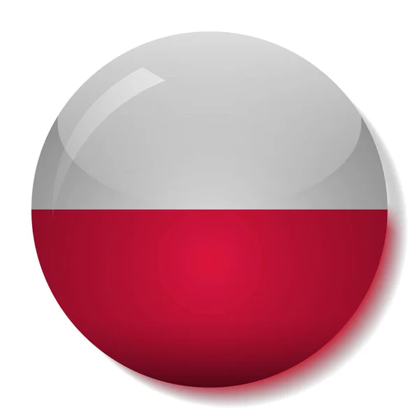 Ilustração de vetor de botão de vidro bandeira polonesa — Vetor de Stock