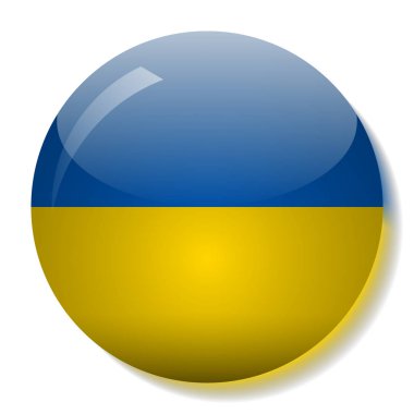 Ukrayna bayrağı düğmesini vektör çizim cam