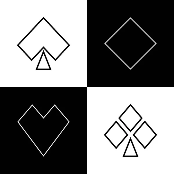Conjunto Iconos Juegos Cartas Blanco Negro — Archivo Imágenes Vectoriales