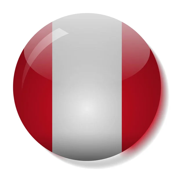 Σημαία Του Περού Γυαλί Κουμπί Εικονογράφηση Διάνυσμα — Διανυσματικό Αρχείο