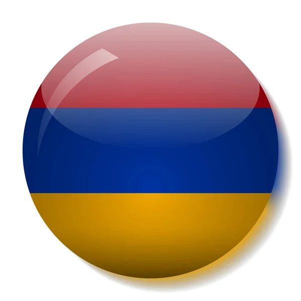 亚美尼亚国旗玻璃按钮矢量插图 — 图库矢量图片