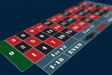 Avrupa rulet masasında perspektif raster illustration, sığ Dof