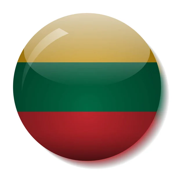 リトアニア国旗ガラス ボタン ベクトル図 — ストックベクタ