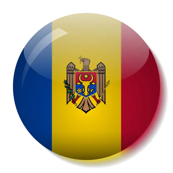 Moldaviska Flagga Glas Knappen Vektorillustration — Stock vektor