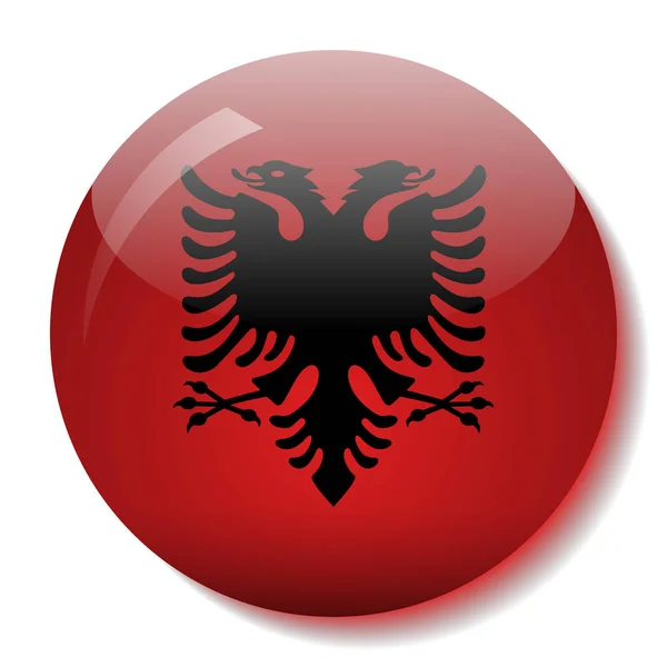 Albanese Bandiera Vetro Pulsante Vettoriale Illustrazione — Vettoriale Stock