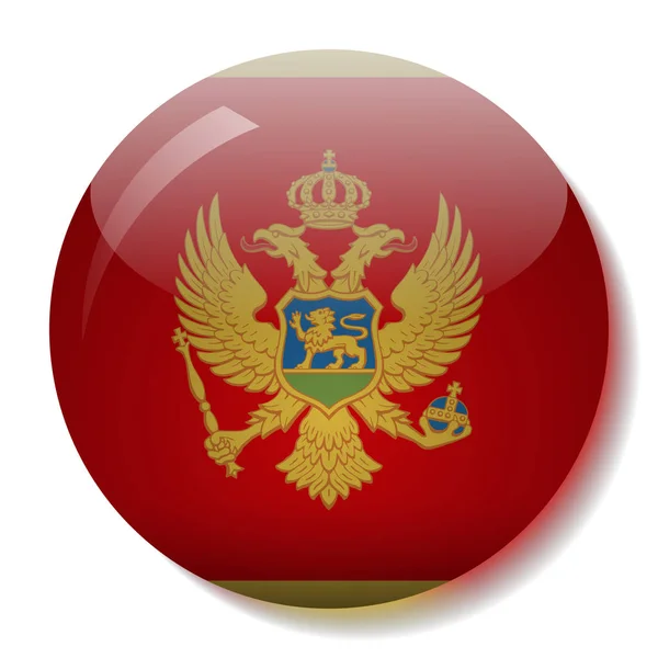 Montenegro Flagga Glas Knappen Vektorillustration — Stock vektor