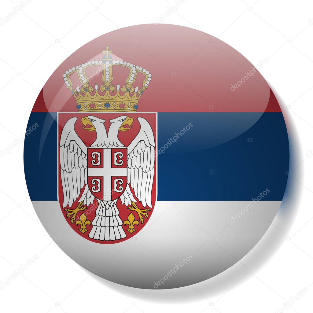 Serbian flag glass button vector illustration