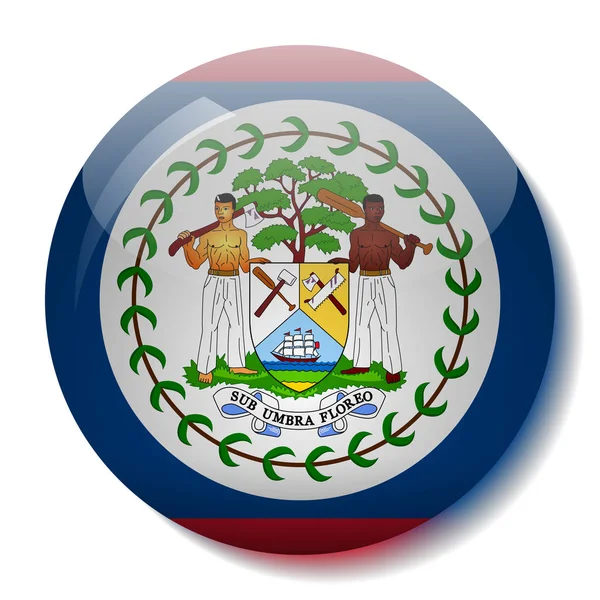 Flaga Belize szklany przycisk wektor ilustracja — Wektor stockowy