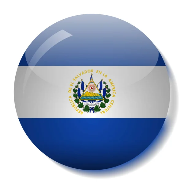 El Salvador bandera cristal botón vector ilustración — Vector de stock