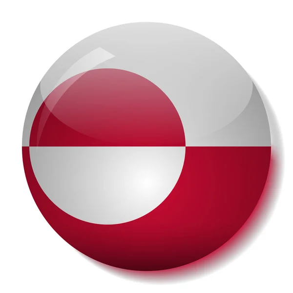 Greenland bandeira vidro botão vetor ilustração — Vetor de Stock