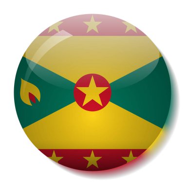 Grenada bayrağı düğmesini vektör çizim cam