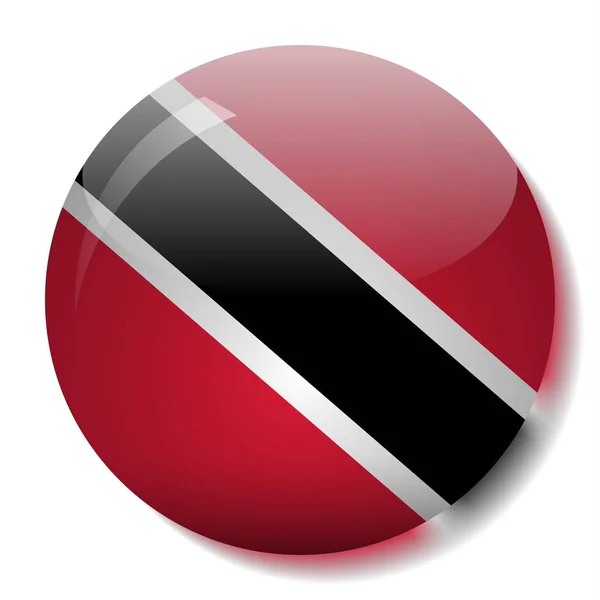 Trinidad and Tobago flag glass button vector illustration — Stock Vector