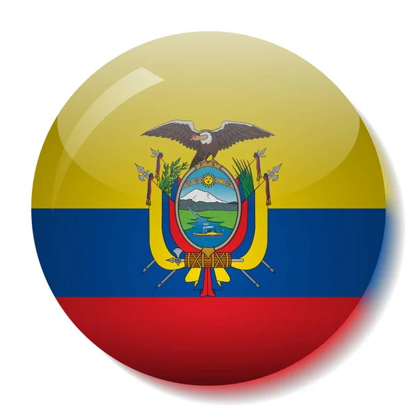 Flaga Ekwadoru szklany przycisk wektor ilustracja — Wektor stockowy