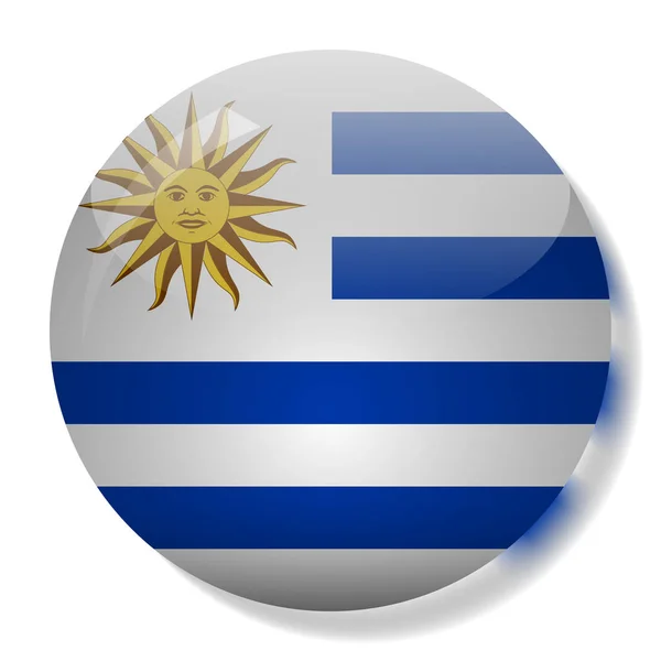 Bandera de Uruguay botón de vidrio vector ilustración — Vector de stock