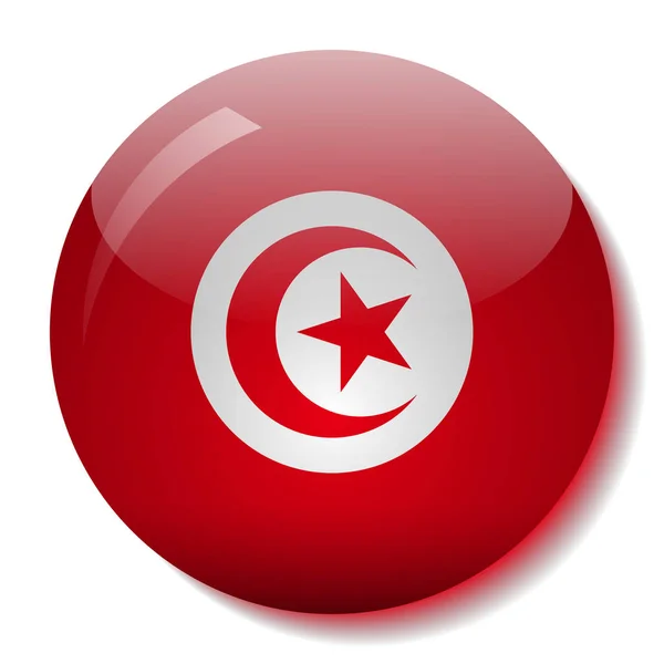 Tunisian flag glass button vector illustration — Stock Vector
