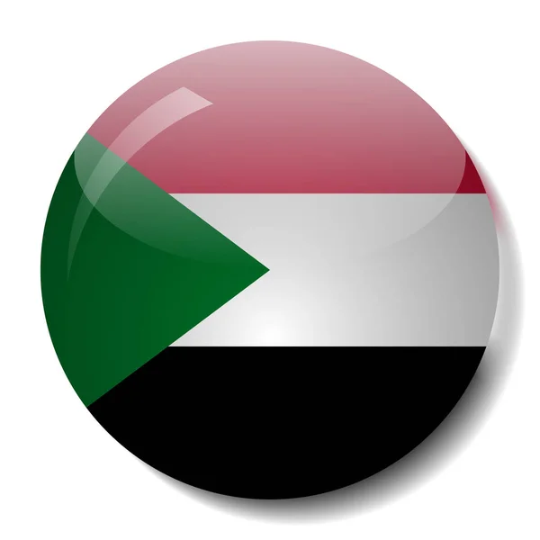 Sudanu flaga ilustracja przycisk szkło wektor — Wektor stockowy