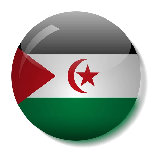Western Sahara flag glass button vector illustration — Stock Vector