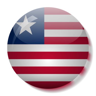 Liberya bayrağı düğmesini vektör çizim cam