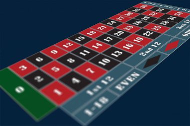 Avrupa rulet masasında perspektif raster illustration, sığ Dof