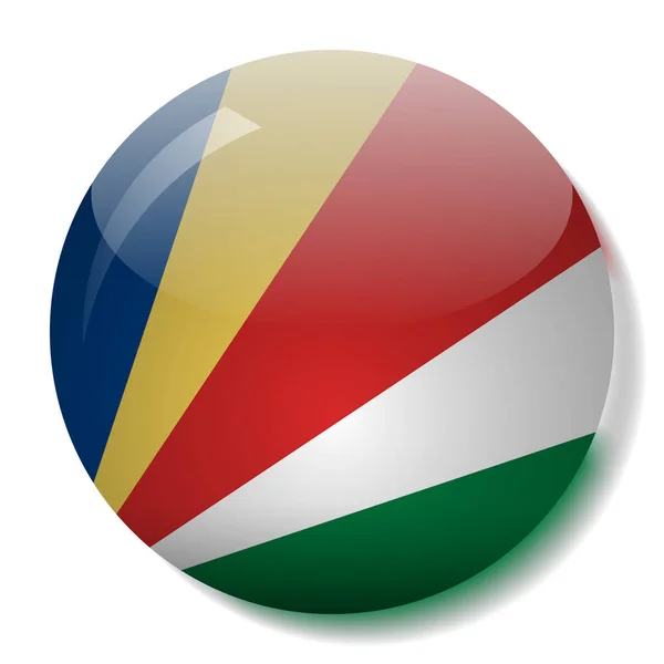 Seychelles bandeira vidro botão vetor ilustração — Vetor de Stock