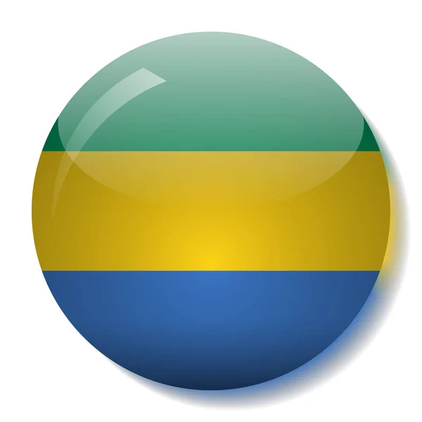 Gabonees vlag glas knop vectorillustratie — Stockvector