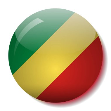 Cumhuriyeti Kongo bayrağı cam düğmesi vektör çizim