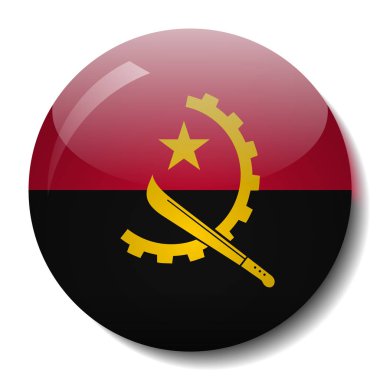 Angola bayrağı düğmesini vektör çizim cam