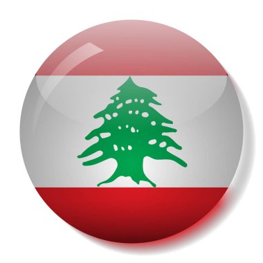 Lübnan bayrağı düğmesini vektör çizim cam