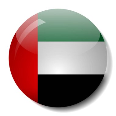 Birleşik Arap Emirlikleri bayrağı düğmesini vektör çizim cam