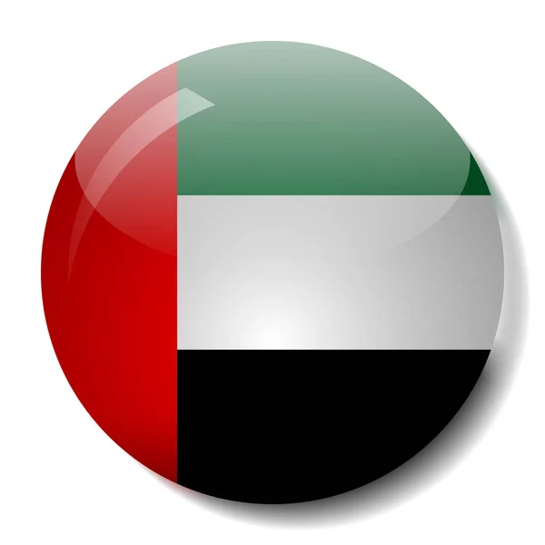 Emirados Árabes Unidos bandeira vidro botão vetor ilustração — Vetor de Stock
