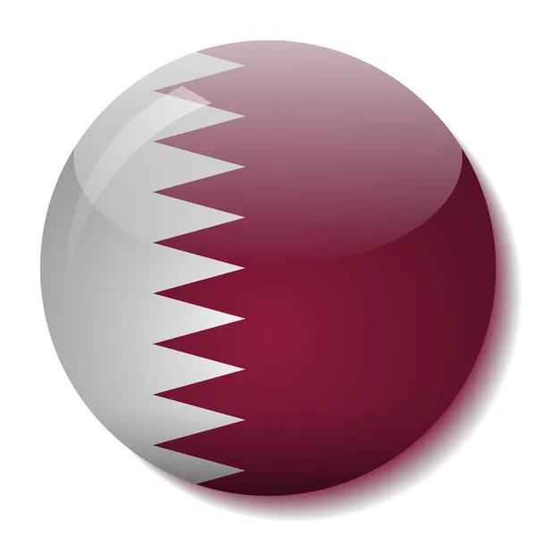 Qatari flag glass button vector illustration — Stock Vector